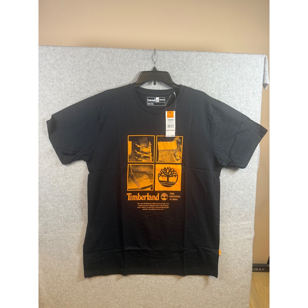 Timberland Mens Graphic T-Shirt Black Orange Original 10061 Boot XXL TLSGI21E999